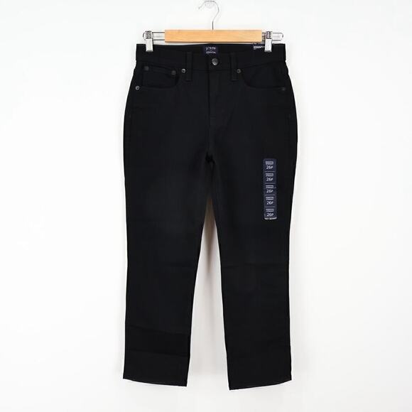 J. Crew Petite Essential Straight Jean All-day Stretch Black Size 26 Petite NWT - Picture 1 of 7
